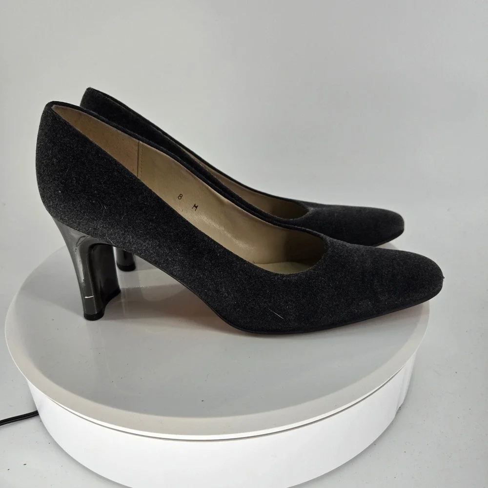 Etienne Aigner Dreamer‎ Gray Fabric Pumps Block Heel Spain Mens Size 8 M
